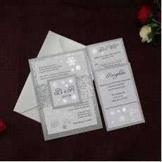 Glitter Invitation Card with Paper Tape Christmas Greeting Card with Envelope 